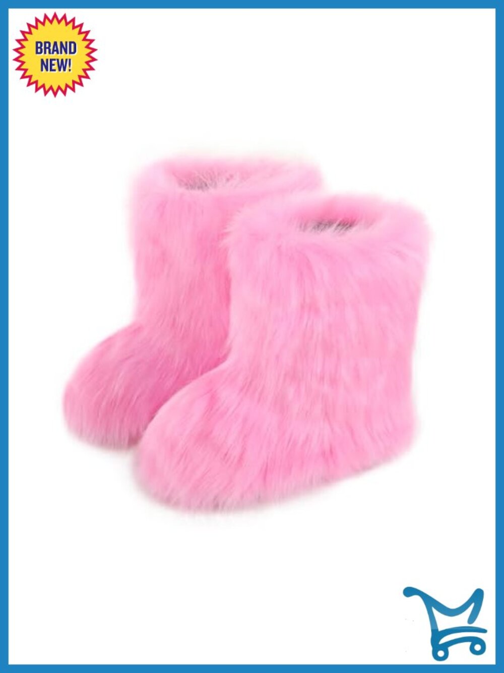 Faux Fur Snow Boots Furry Mid-Calf Flat Boots Winter Shoes Warm